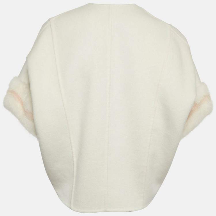 Pre Owned Fendi Cream Cashmere Fur Detail Jacket S