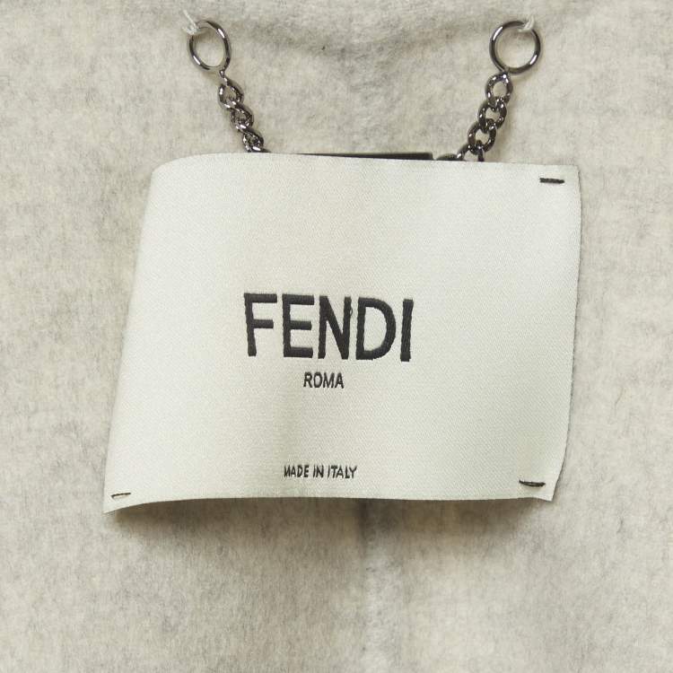 Pre Owned Fendi Cream Cashmere Fur Detail Jacket S