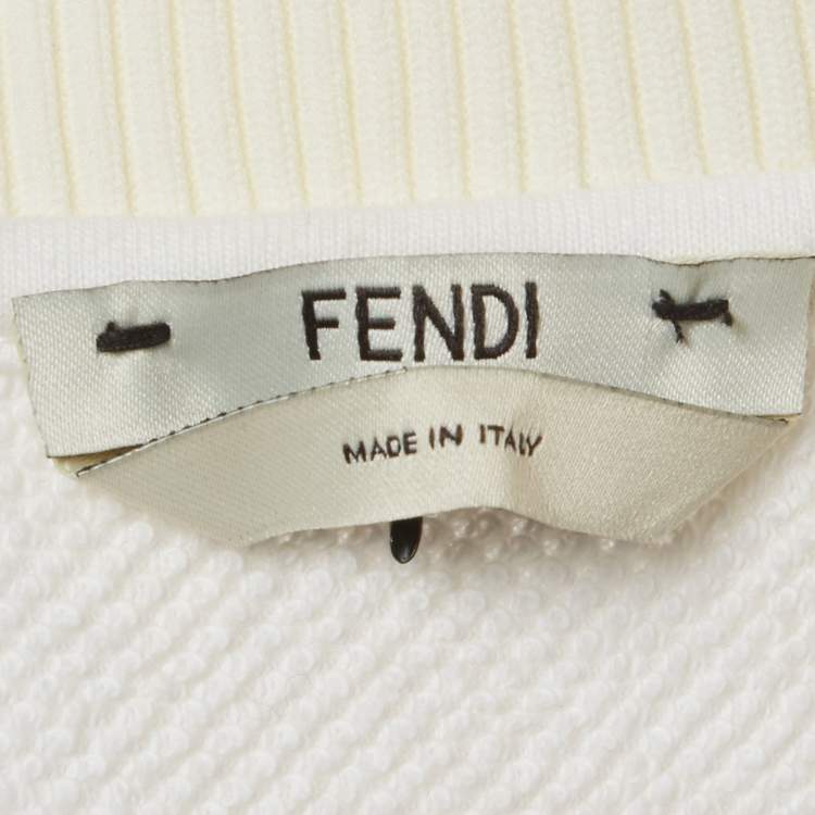 Pre Owned Fendi x Fila White Logo Band Technical Jersey Jacket M