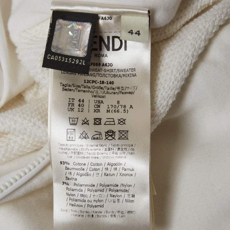 Pre Owned Fendi x Fila White Logo Band Technical Jersey Jacket M