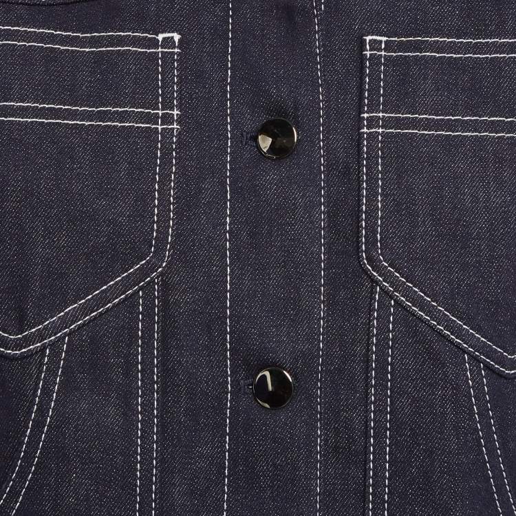 Pre Owned Fendi x Fila Blue Logo Band Trim Button Front Jacket M