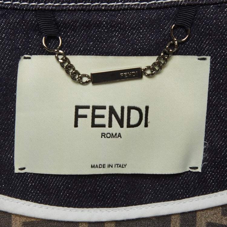 Pre Owned Fendi x Fila Blue Logo Band Trim Button Front Jacket M