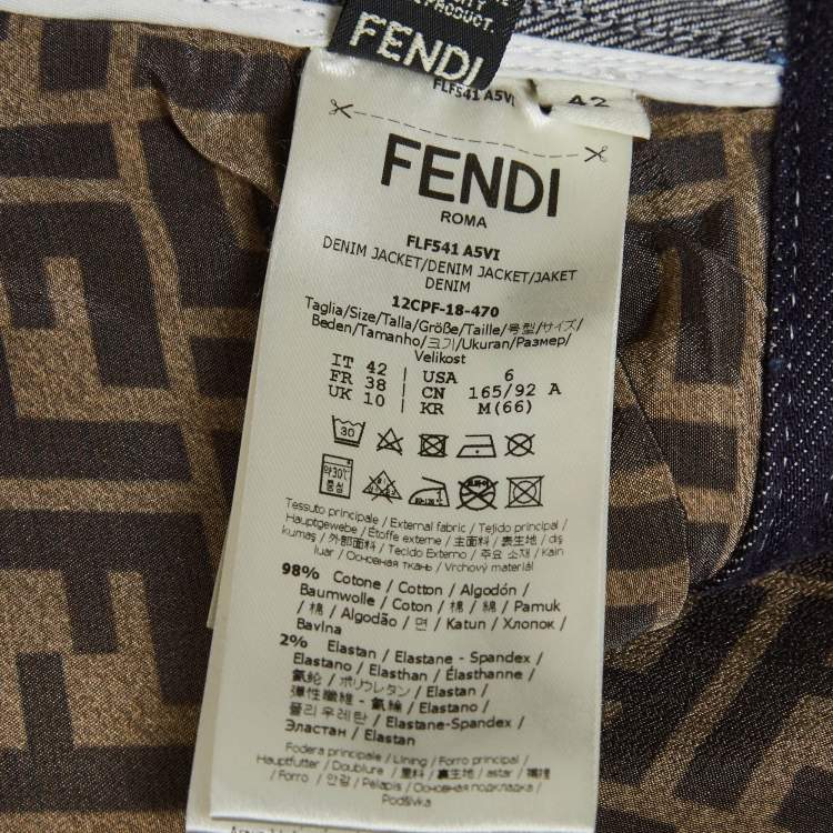 Pre Owned Fendi x Fila Blue Logo Band Trim Button Front Jacket M