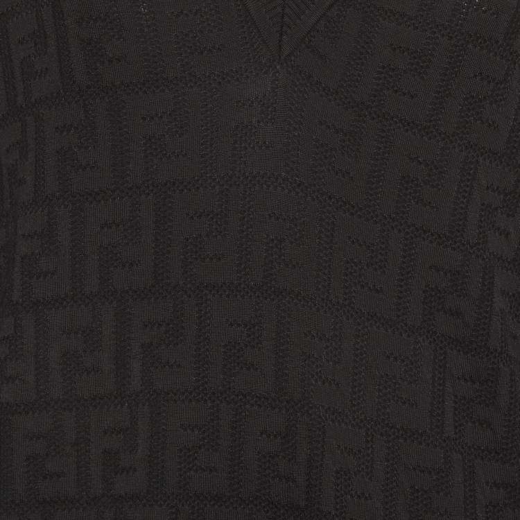 Pre Owned Fendi Black FF Jacquard Jersey Mini Dress S