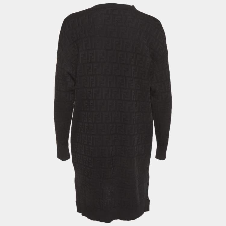 Pre Owned Fendi Black FF Jacquard Jersey Mini Dress S