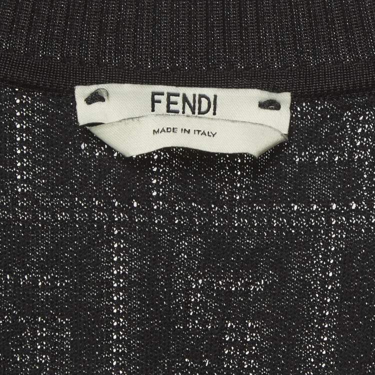 Pre Owned Fendi Black FF Jacquard Jersey Mini Dress S
