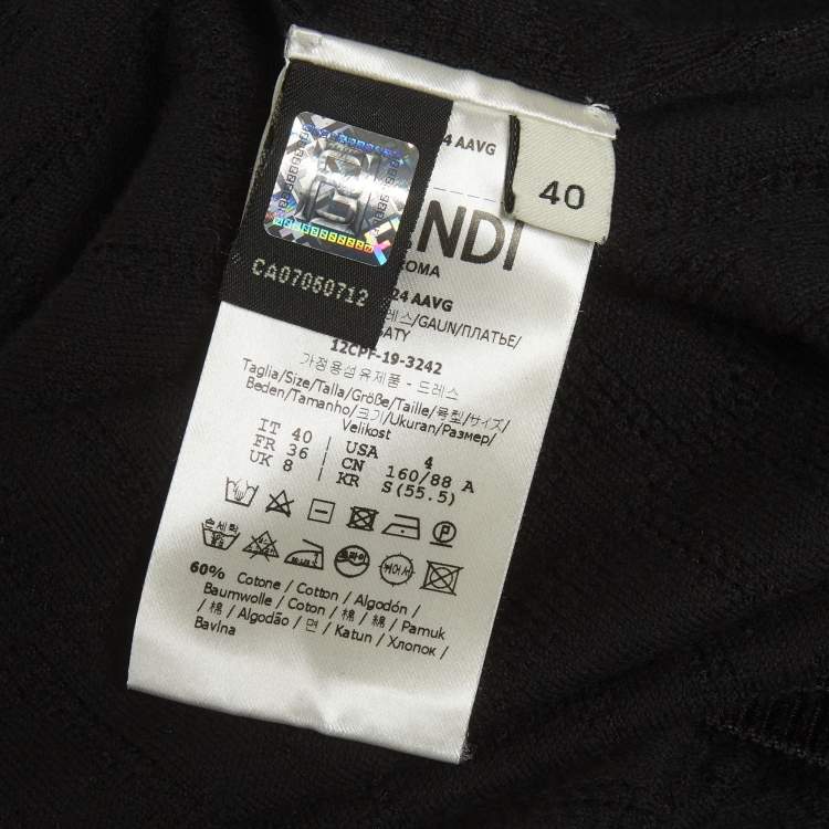 Pre Owned Fendi Black FF Jacquard Jersey Mini Dress S