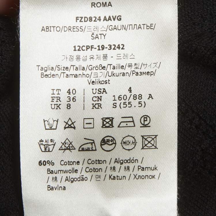 Pre Owned Fendi Black FF Jacquard Jersey Mini Dress S