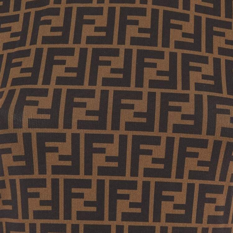 Pre Owned Fendi Brown FF Stretch Mesh Midi Dress S