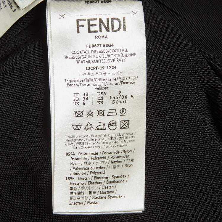 Pre Owned Fendi Brown FF Stretch Mesh Midi Dress S