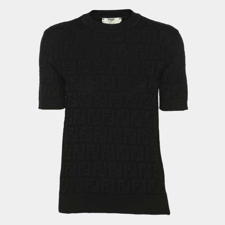 Pre Owned Fendi Black FF Knit T-Shirt S