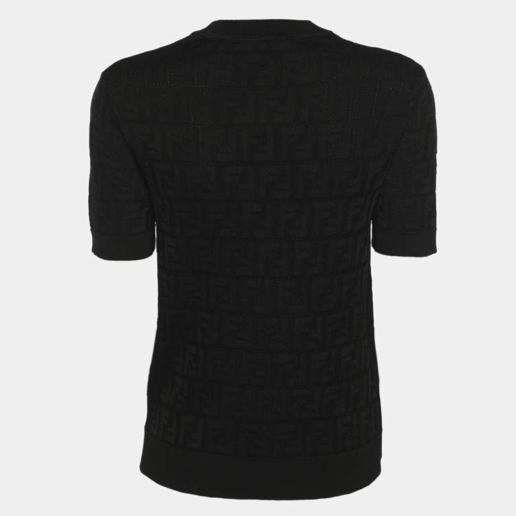 Pre Owned Fendi Black FF Knit T-Shirt S