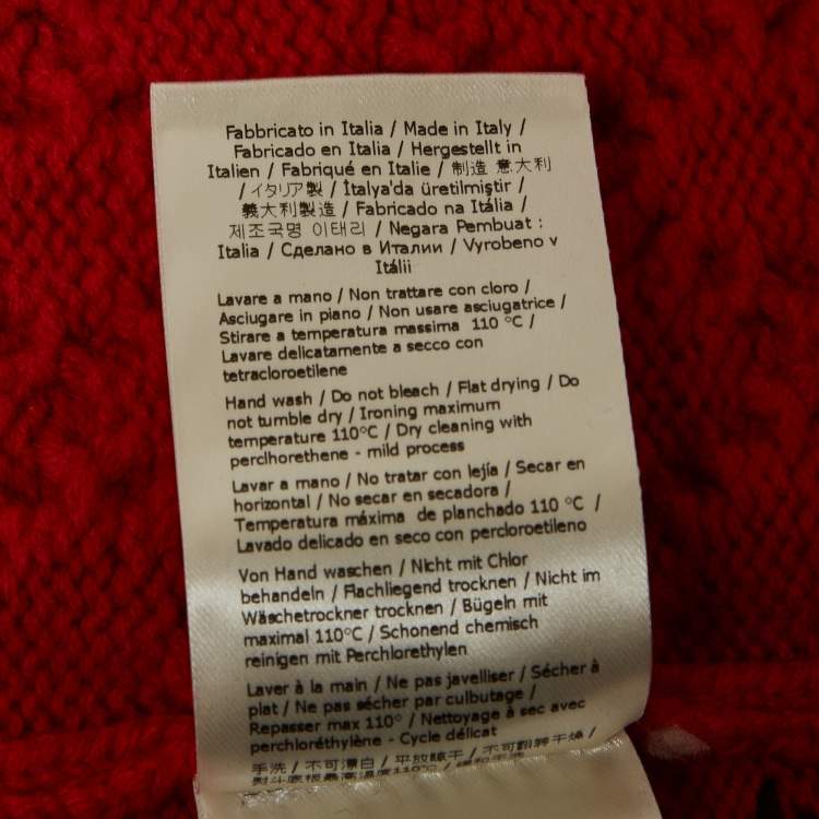 Pre Owned Fendi Red FF Intarsia Wool Turtle Neck Sweater S