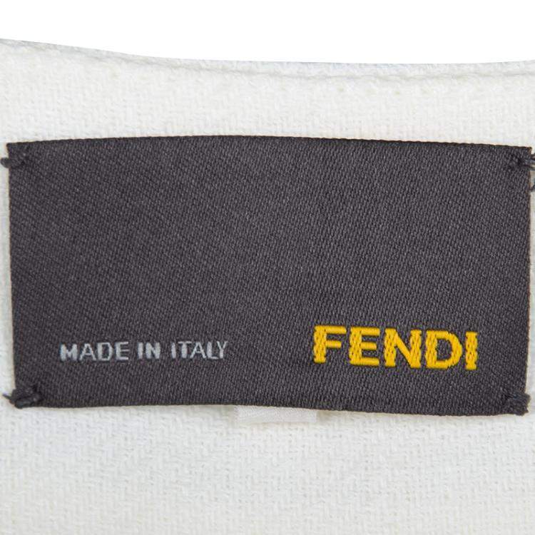 Pre Owned Fendi White Linen Cutout Detail V-Neck Dress S
