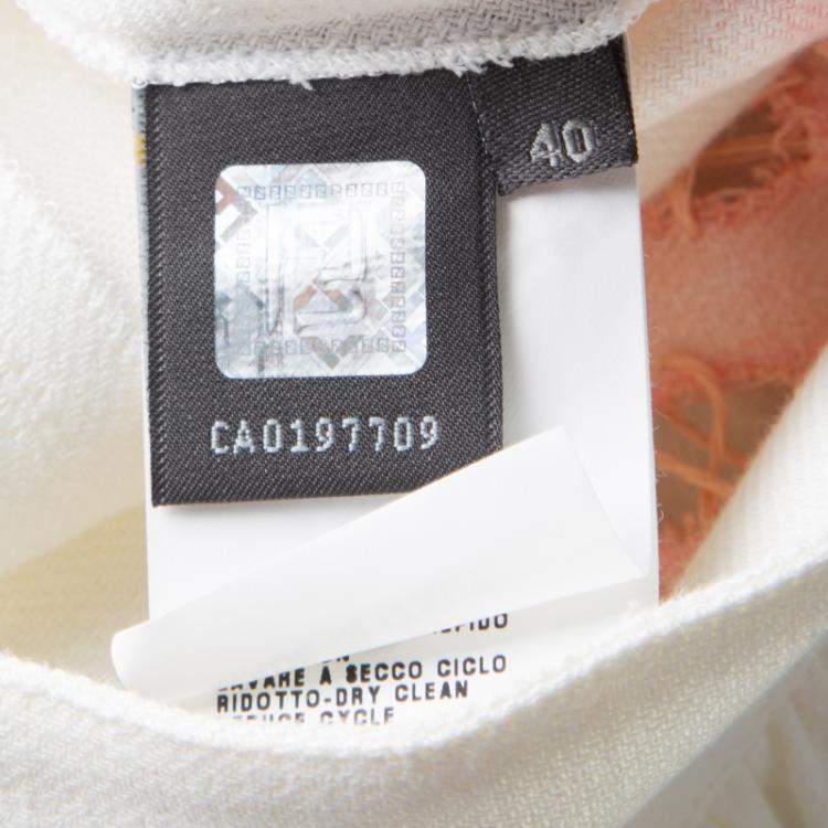 Pre Owned Fendi White Linen Cutout Detail V-Neck Dress S