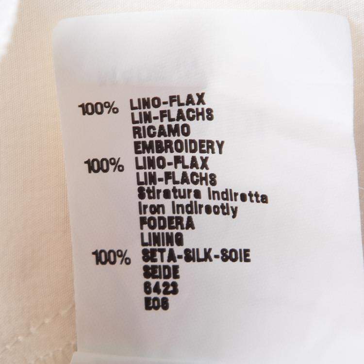 Pre Owned Fendi White Linen Cutout Detail V-Neck Dress S