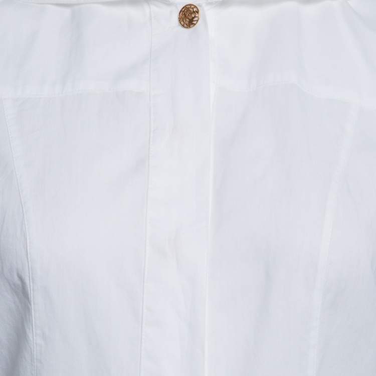 Pre Owned Fendi White Ruffled Cuff Detail Long Sleeve Shirt S