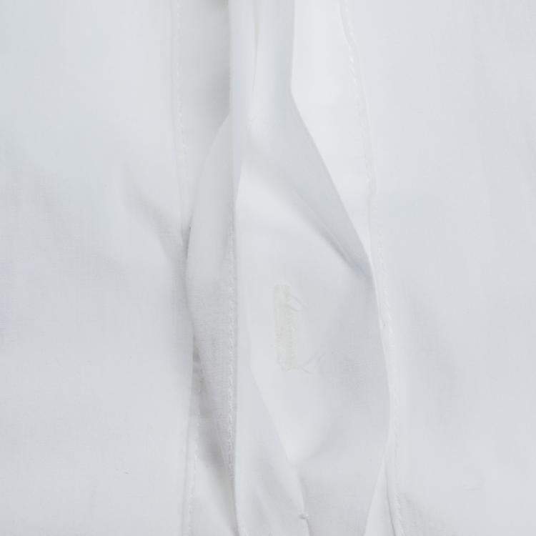 Pre Owned Fendi White Ruffled Cuff Detail Long Sleeve Shirt S