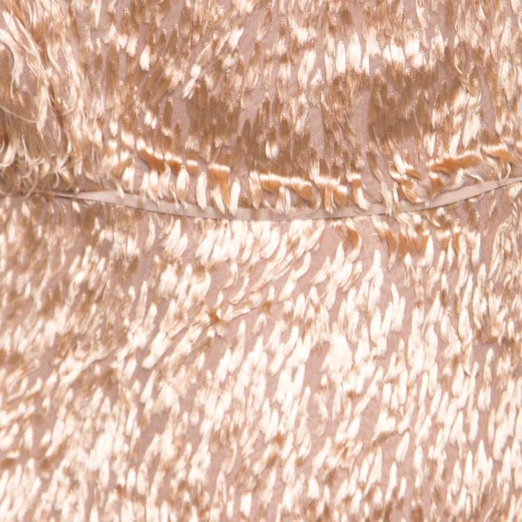 مملوكة مسبقًا Fendi Brown Faux Feather Textured Maxi Dress S