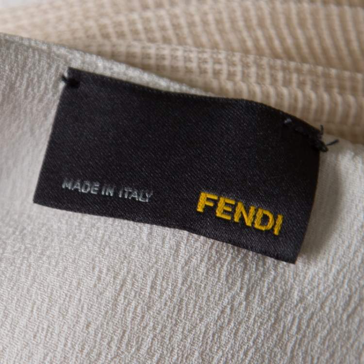 Pre Owned Fendi Beige Silk Pleated Faux Scarf Neck Detail Sleeveless Dress S