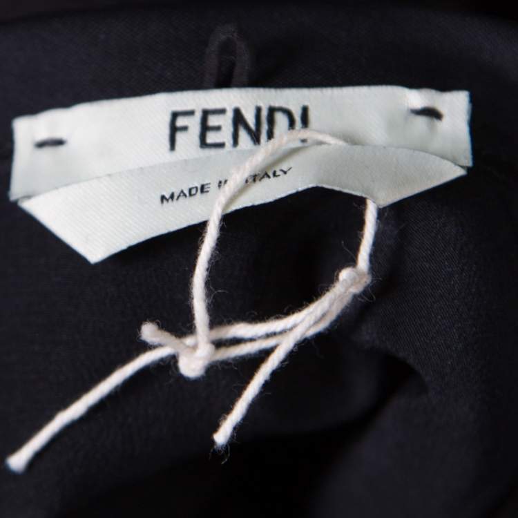 Pre Owned Fendi Black Fleece Wool and Alpaca Blend Crystal Embellished Long Sleeve Jumper S