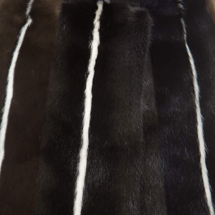 Pre Owned Fendi Brown Mink Fur Silk Lined Wrap Skirt S