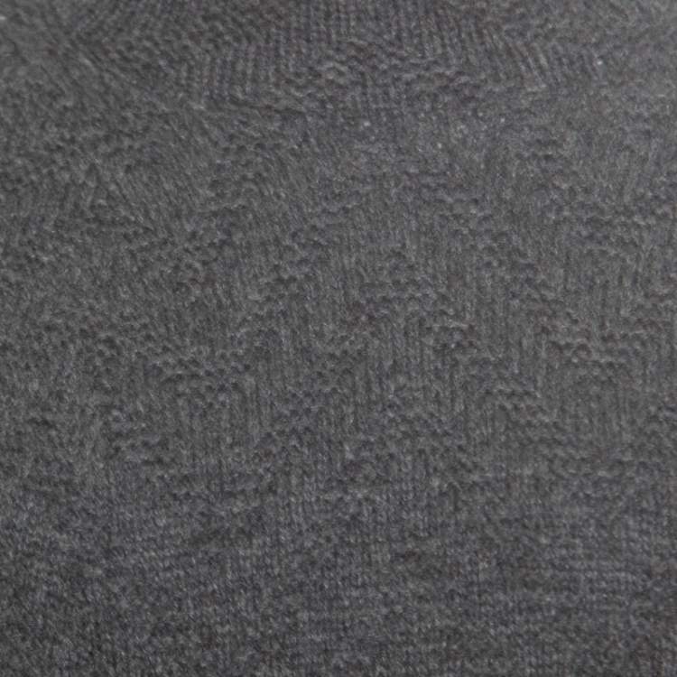 Pre Owned Fendi Grey Chevron Patterned Cashmere Knit High Neck Sweater Dress S