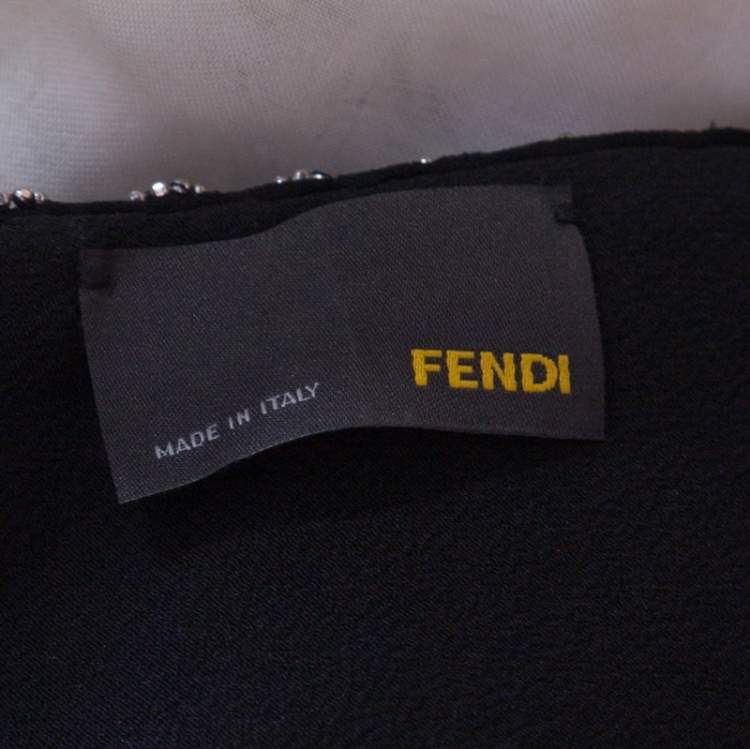 Pre Owned Fendi Multicolor Beaded Bodice Sleeveless High Low Silk Dress S