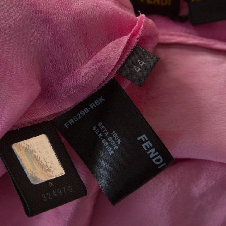 Pre Owned Fendi Pink Striped Crepe de Chine Silk Relaxed Trousers M