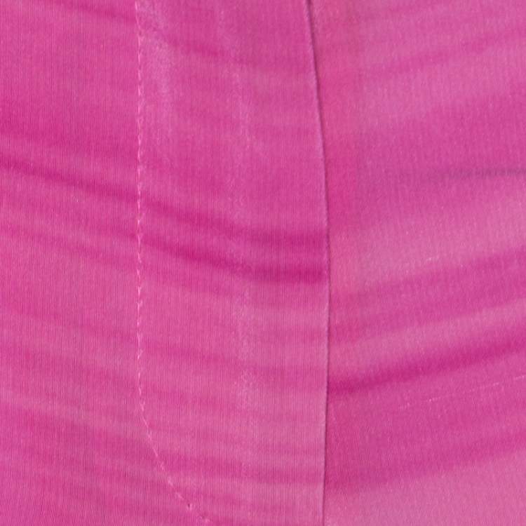 Pre Owned Fendi Pink Striped Crepe de Chine Silk Relaxed Trousers M
