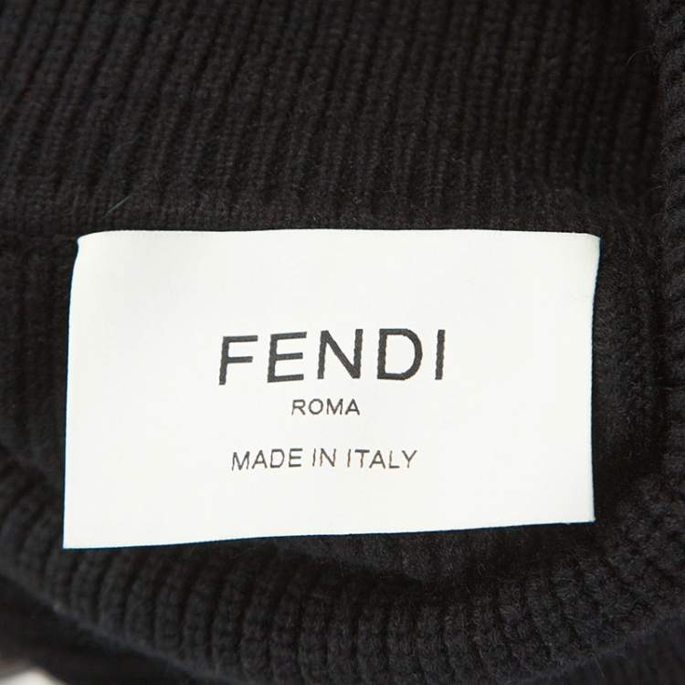 Pre Owned Fendi Black Wool Pom Pom Detail Turtleneck Cape (One Size)
