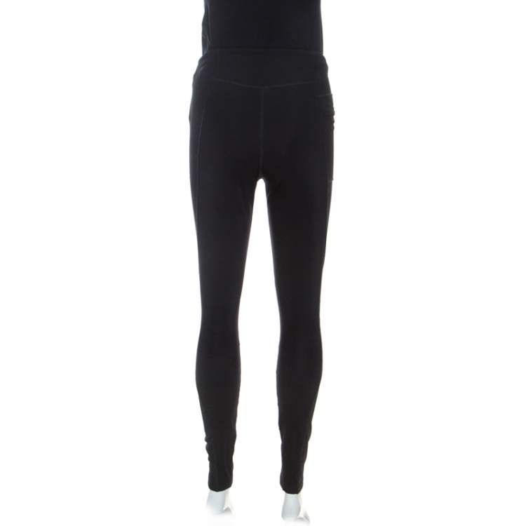 Pre Owned Fendi Black Stretch Knit Leggings M 