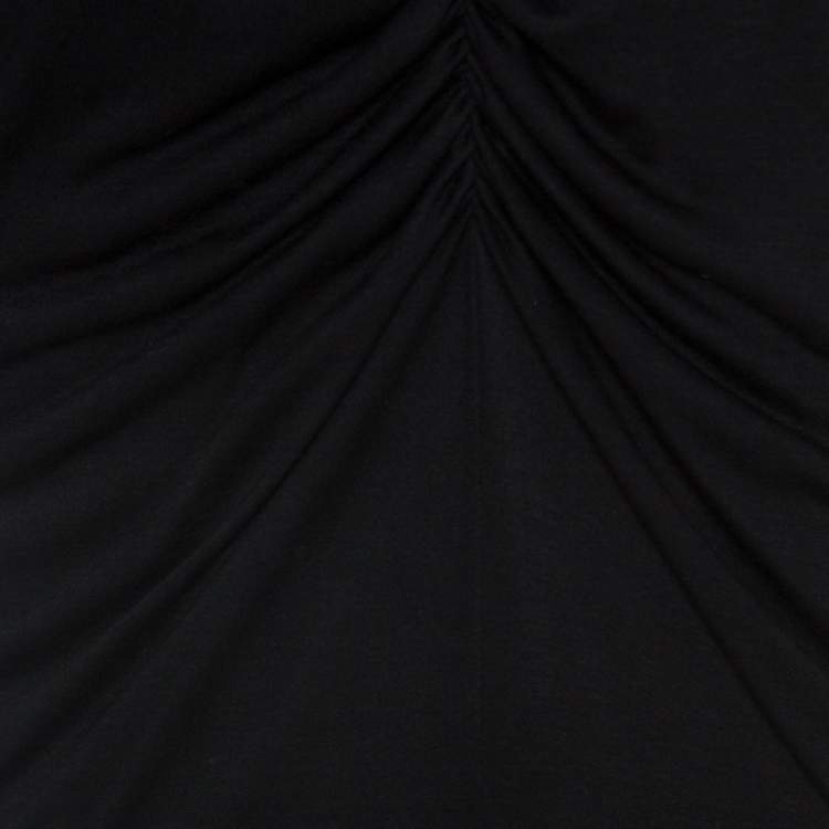 Pre Owned Fendi Black Knit Ruched Detail Long Sleeve Midi Dress L