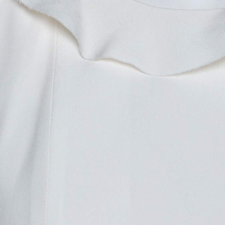 Pre Owned Fendi Off White Silk Ruffle Detail Pleated Short Dress S