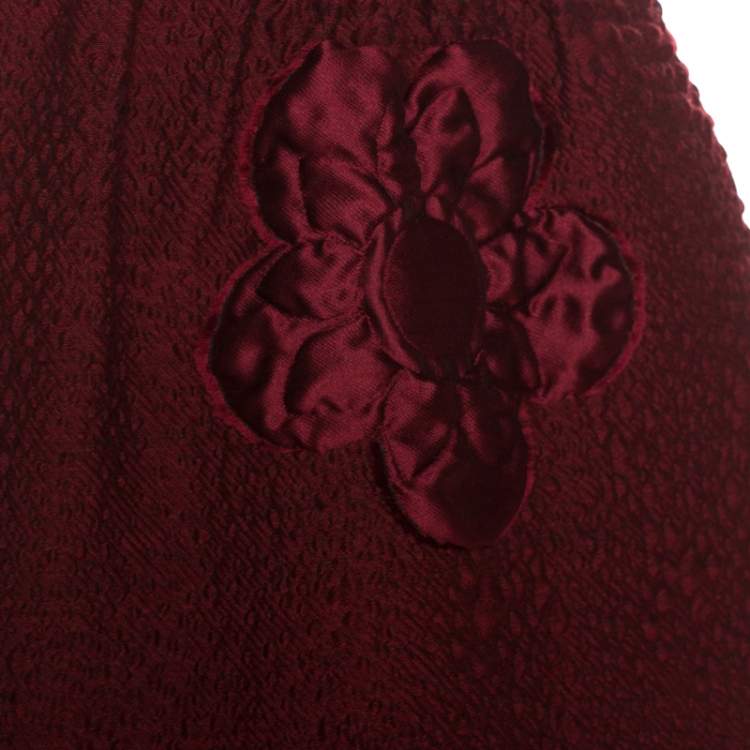 Pre Owned Fendi Burgundy Floral Jacquard Midi Skirt M