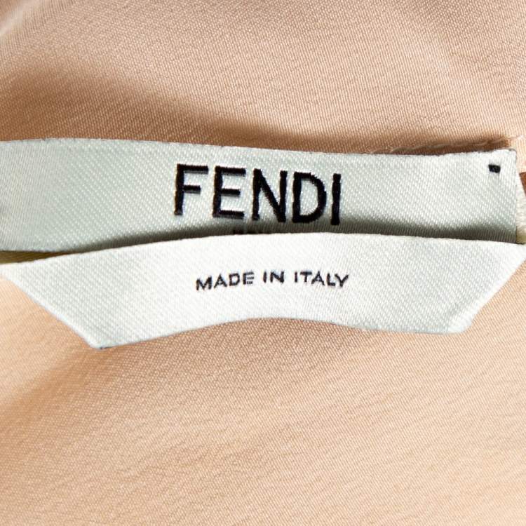 Pre Owned Fendi Cream Silk Scalloped Long Sleeve Blouse S