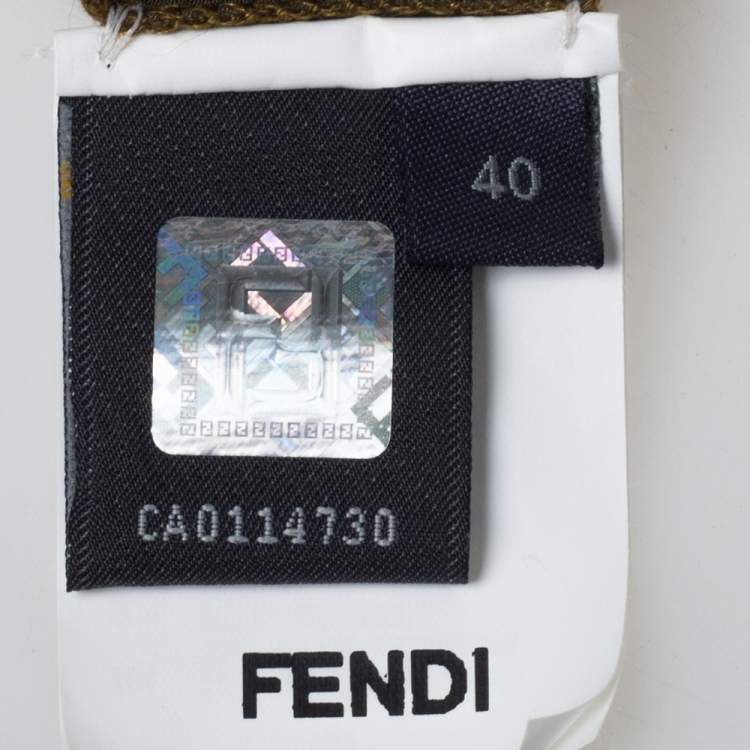 Pre Owned Fendi Olive Green Cashmere & Silk Trim Long Sleeve Jumper S