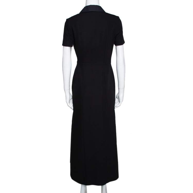 مملوكة مسبقًا Fendi Black Floral Embroidered Crepe Cutout Detail Dress S
