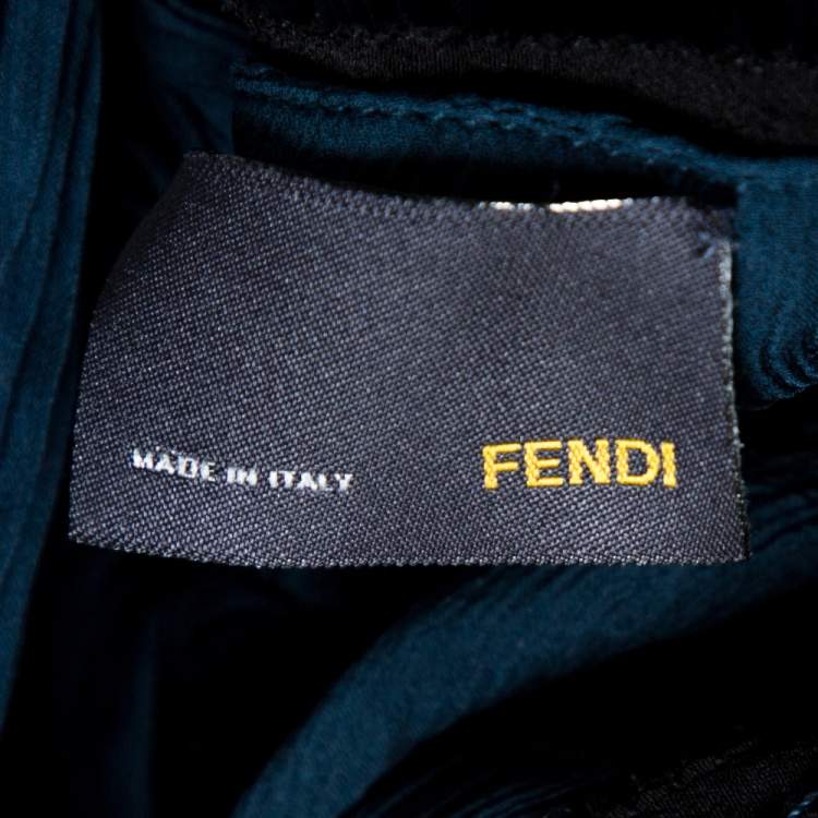 Pre Owned Fendi Green Plisse Silk Ruffled Top M