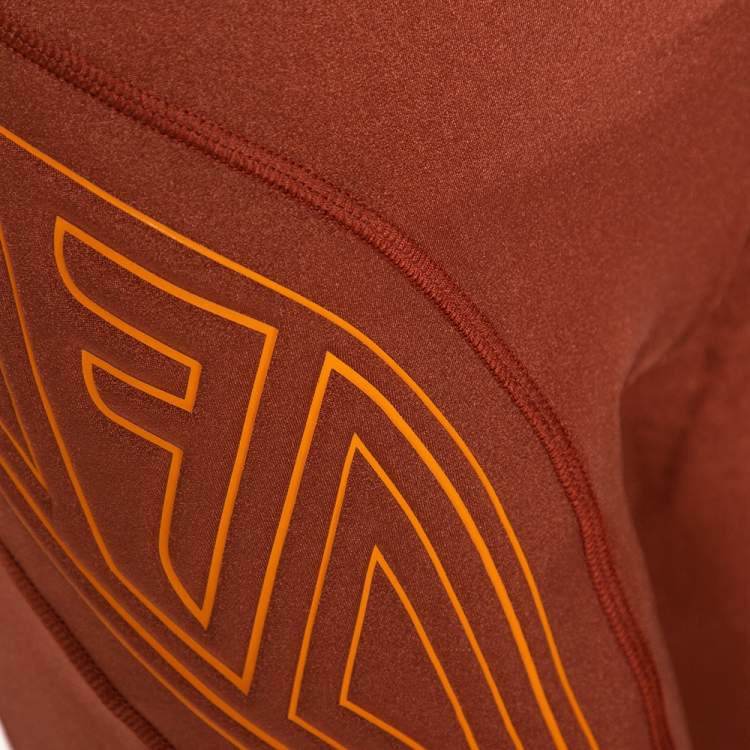 Pre Owned Fendi Burnt Orange Logo Embossed Cycling Shorts M