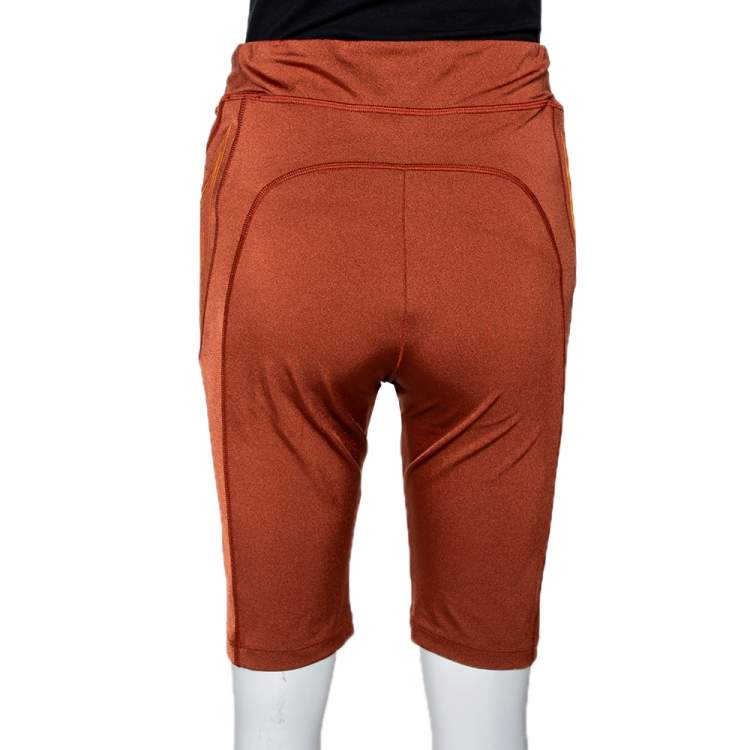 Pre Owned Fendi Burnt Orange Logo Embossed Cycling Shorts M