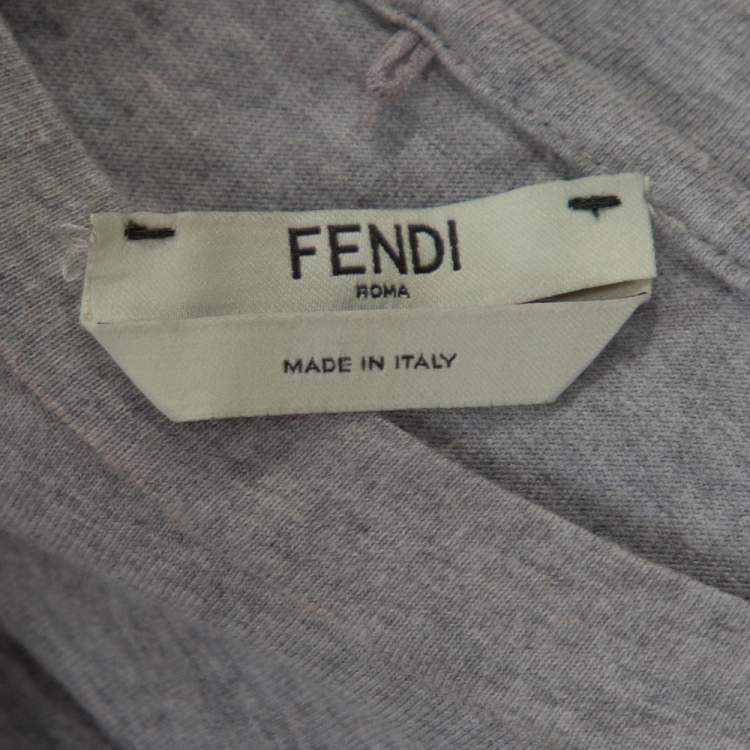 Pre Owned Fendi Grey Appia Antica Blvd Embellished Cotton T-Shirt M