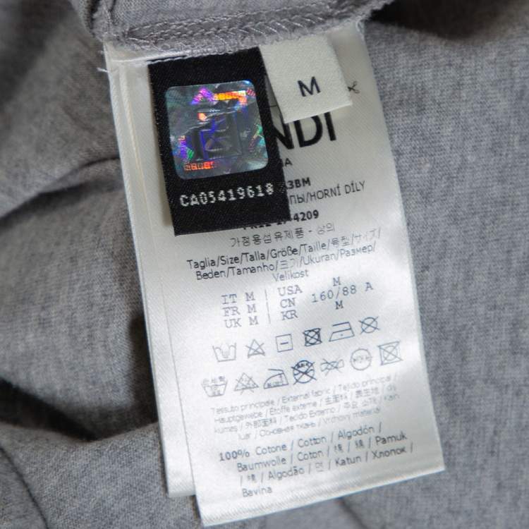 Pre Owned Fendi Grey Appia Antica Blvd Embellished Cotton T-Shirt M