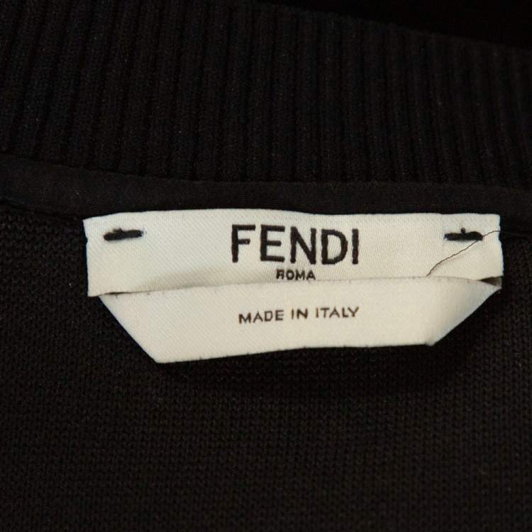 Pre Owned Fendi Black Knit Mink Fur Trim Karlito Sweatshirt M