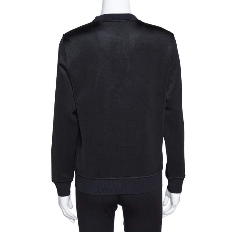 Pre Owned Fendi Black Knit Mink Fur Trim Karlito Sweatshirt M