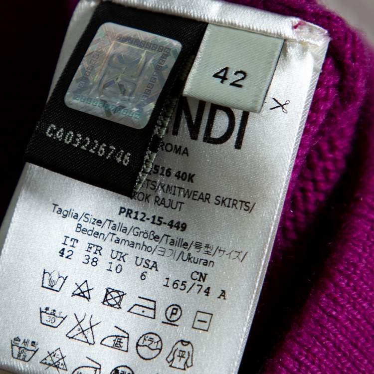 Pre Owned Fendi Purple Knitted Cashmere Skirt M