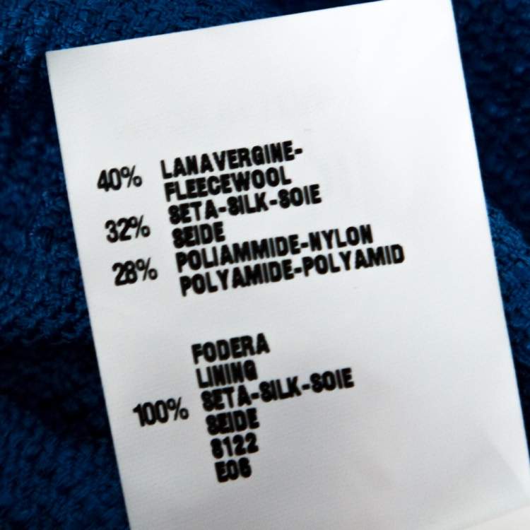 Pre Owned Fendi Blue Wool & Silk Elasticized Waist Trousers S