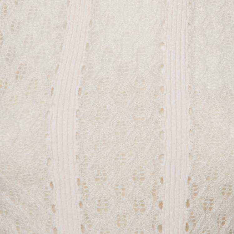 Pre Owned Fendi Off White Knit Paneled Sweater Raglan Sleeve Jumper S