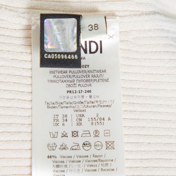 Pre Owned Fendi Off White Knit Paneled Sweater Raglan Sleeve Jumper S