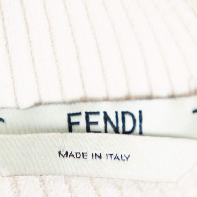 Pre Owned Fendi Off White Knit Paneled Sweater Raglan Sleeve Jumper S